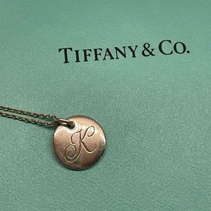 Tiffany & Co Notes Alphabet Disc “K” Charm Pendant + 16” Chain